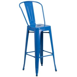 Backed Bar Stool – Blue