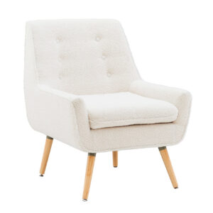 White Boucle Accent Chair