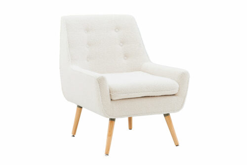 White Boucle Accent Chair
