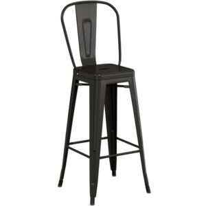 Metal Barstool with Back – Black