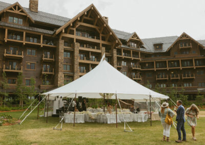 Styled shoot at Montage in Big Sky with Gallatin Event Rental tent setup and rental items