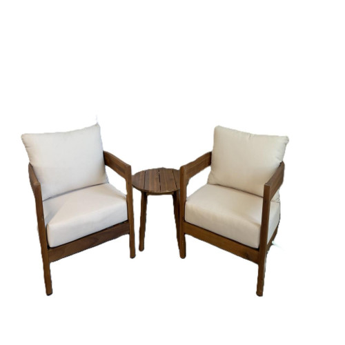 Wood Outdoor Chairs & Side Table Set