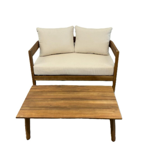 Wood Outdoor Couch & Coffee Table Set